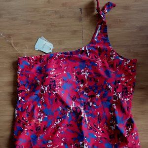 Plus 3x One Shoulder Crop Swim Top Modli Layla Red/Blue 24/26